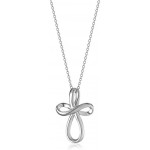 Sterling Silver Open Loop Cross Pendant Necklace 18"