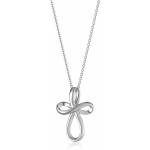 Sterling Silver Open Loop Cross Pendant Necklace 18"