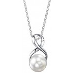 The Pearl Source Freshwater Cultured Pearl Pendant Necklace for Women with Sterling Silver Infinity Design