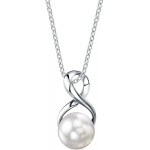 The Pearl Source Freshwater Cultured Pearl Pendant Necklace for Women with Sterling Silver Infinity Design