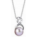 The Pearl Source Freshwater Cultured Pearl Pendant Necklace for Women with Sterling Silver Infinity Design