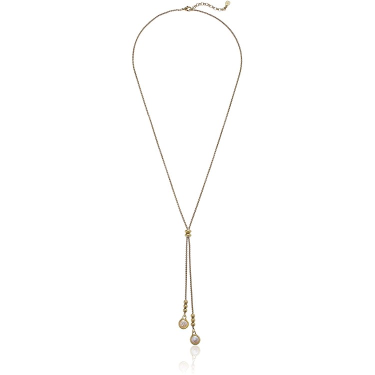 Lucky Brand Pearl Lariat Necklace, Gold, One Size