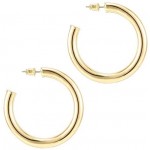 PAVOI 14K Gold Colored Lightweight Chunky Open Hoops | Gold Hoop Earrings for Women