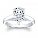 Women's Pear Brilliant White Sapphire Engagement ring in 14 karat white gold