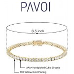 PAVOI 14K Gold Plated Cubic Zirconia Classic Tennis Bracelet | Gold Bracelets for Women | Size 6.5-7.5 Inch