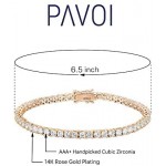 PAVOI 14K Gold Plated Cubic Zirconia Classic Tennis Bracelet | Gold Bracelets for Women | Size 6.5-7.5 Inch