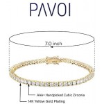 PAVOI 14K Gold Plated Cubic Zirconia Classic Tennis Bracelet | Gold Bracelets for Women | Size 6.5-7.5 Inch