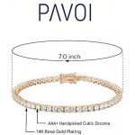 PAVOI 14K Gold Plated Cubic Zirconia Classic Tennis Bracelet | Gold Bracelets for Women | Size 6.5-7.5 Inch