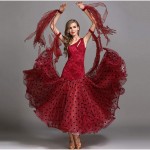 Zjx Modern Dance Skirt Big Swing Skirt Dress Waltz Pettiskirt Clothing Slant Shoulder Neck Sexy Practice Dance Clothes.