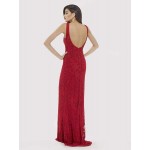 DRESS EARTH - Lara 29713 - Open Back red Long Dress