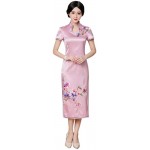 HangErFeng Qipao Women Silk Chinese Traditional Embroidered Improving Cheongsam