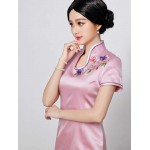 HangErFeng Qipao Women Silk Chinese Traditional Embroidered Improving Cheongsam