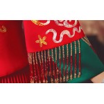 HangErFeng Chinese Wedding Dresses Embroidered Bride Tassel Red Cheongsam Suit