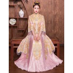 HangErFeng Chinese Wedding Dresses Embroidered Bride Embroideries Tassel Cheongsam Suit