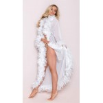 BathGown Women's Feather Bridal Robe Wedding Long Lingerie Robe Bathrobe Sleepwear with Belt