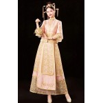 HangErFeng Chinese Wedding Tang Costume Suit Dresses Embroidered Bride Tassels Cheongsam