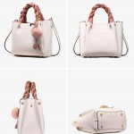 Flamingo, Women' Cowhide Bags, All-Match Large-Capacity Handbag Shoulder Messenger Hand Bucket Bag, Playful Chic Braid Handle (Color : Black)