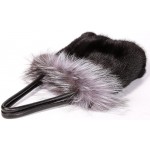 URSFUR Real Mink Fur Handbag Top Handle Women's Bucket Bags with Fox Fur Trim