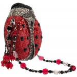 Mary Frances Hand Beaded Bejeweled Lady Bug Red Black Convertible Clutch Handbag Shoulder Bag