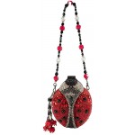 Mary Frances Hand Beaded Bejeweled Lady Bug Red Black Convertible Clutch Handbag Shoulder Bag