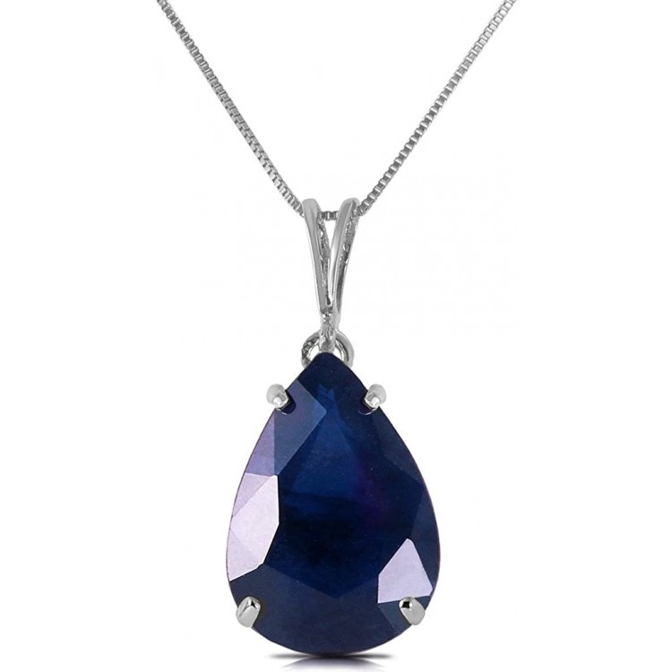 Galaxy Gold 14k 20&quot; White Gold 4.65 Carat Teardrop Natural Sapphire Pendant Necklace