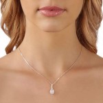 Olive &amp; Hill Fine Jewelry 14K White Gold 3/8 Cttw Round-Brilliant Diamond Cluster Inside Pave Style Teardrop ⅞&rdquo; Pendant Necklace with Rolo Chain (H-I Color, SI1-SI2 Clarity)