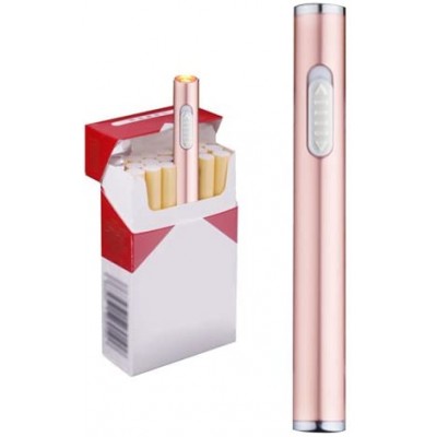 Usb Mini Lighters Electronic Rechargeable Windproof Flameless Cigarette Plasma Lighter (Rose Gold)