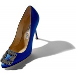 MANOLO BLAHNIK Women's Hangisi 10cm Royal Blue High Heel Classic Pumps Stilettos Dress Shoes Pointed Toes