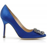 MANOLO BLAHNIK Women's Hangisi 10cm Royal Blue High Heel Classic Pumps Stilettos Dress Shoes Pointed Toes