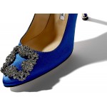 MANOLO BLAHNIK Women's Hangisi 10cm Royal Blue High Heel Classic Pumps Stilettos Dress Shoes Pointed Toes