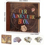 Our Adventure Book Travel Diary Photo Book,Scrapbook, Photo Album,Retro Style Travel Souvenir, Vintage Guestbook DIY Anniversary Wedding Travel Writing Baby Friend Gift, Women's Day Gift(Ball)