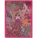 Rastogi Handicrafts Wall Hanging Vintage Cotton Embroidered Patchwork Tapestry Indian Handmade Decor wall hanging (PINK)