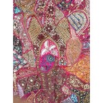 Rastogi Handicrafts Wall Hanging Vintage Cotton Embroidered Patchwork Tapestry Indian Handmade Decor wall hanging (PINK)