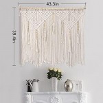 Large Macrame Wall Hanging 43.3" × 39.4" Boho Tapestry Woven Wall Decor- Cotton Tassel Macrame Curtain Beige Chic Bohemian Wall Art for Home Living Room Bedroom Dorm Wedding (Includes Hanging Rod)