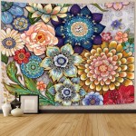 Neasow Colorful Floral Tapestry Wall hanging, Bright Boho Fabric Blossom Tapestries, Multi Color Tapestry for Bedroom Home Hippie Wall Decor 50×60 inch