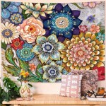 Neasow Colorful Floral Tapestry Wall hanging, Bright Boho Fabric Blossom Tapestries, Multi Color Tapestry for Bedroom Home Hippie Wall Decor 50×60 inch