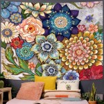 Neasow Colorful Floral Tapestry Wall hanging, Bright Boho Fabric Blossom Tapestries, Multi Color Tapestry for Bedroom Home Hippie Wall Decor 50×60 inch