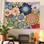 Neasow Colorful Floral Tapestry Wall hanging, Bright Boho Fabric Blossom Tapestries, Multi Color Tapestry for Bedroom Home Hippie Wall Decor 50×60 inch