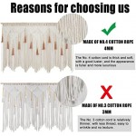 EISKBC Macrame Wall Hanging, Large Macrame Tapestry Curtains with Wood Beads, Boho Woven Tassel Tapestry, Above Bed Wall Decor for Bedroom Teen Girl, Minimalist Design (White)