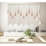 EISKBC Macrame Wall Hanging, Large Macrame Tapestry Curtains with Wood Beads, Boho Woven Tassel Tapestry, Above Bed Wall Decor for Bedroom Teen Girl, Minimalist Design (White)