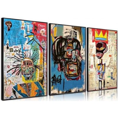 3 Pcs Street Wall Art Modern Abstract Pictures Poster Prints Wall Decor Artist Blue Color Print Canvas Painting for Living Room Bedroom Bathroom Office Home Decorations Unframed