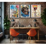 3 Pcs Street Wall Art Modern Abstract Pictures Poster Prints Wall Decor Artist Blue Color Print Canvas Painting for Living Room Bedroom Bathroom Office Home Decorations Unframed