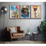 3 Pcs Street Wall Art Modern Abstract Pictures Poster Prints Wall Decor Artist Blue Color Print Canvas Painting for Living Room Bedroom Bathroom Office Home Decorations Unframed