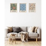 UPWOIGH Framed Wall Art,30x40CM William Morris Wood Canvas Wall Art,Cotton Pattern Vintage Poster Wall Decor Aesthetic for Living Room Bedroom, Colorful Plants Flowers Neutral Wall Decor Set of 3 Gift