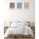 UPWOIGH Framed Wall Art,30x40CM William Morris Wood Canvas Wall Art,Cotton Pattern Vintage Poster Wall Decor Aesthetic for Living Room Bedroom, Colorful Plants Flowers Neutral Wall Decor Set of 3 Gift