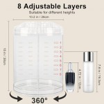 Makeup Organizer, 360 Degree Rotating Adjustable Cosmetic Storage Display Case with 8 Layers Large Capacity, Fits Jewelry,Makeup Brushes, Lipsticks and More, Clear Transparent