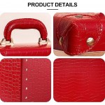 urecity Portable Retro Leather Makeup Train Case Cosmetic Organizer Case Leather Storage Box with Combination Lock (12.5", Red Crocodile)