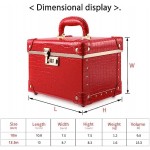 urecity Portable Retro Leather Makeup Train Case Cosmetic Organizer Case Leather Storage Box with Combination Lock (12.5", Red Crocodile)