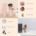 Travel Make-up Brush Holder Organizer Stand-Up Makeup Brush Pouch Silicone Zipper Closure Cosmetic Case Portable and Waterproof Travel Case for Toiletry Makeups Gift (Khaki)