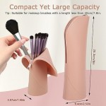 Travel Make-up Brush Holder Organizer Stand-Up Makeup Brush Pouch Silicone Zipper Closure Cosmetic Case Portable and Waterproof Travel Case for Toiletry Makeups Gift (Khaki)